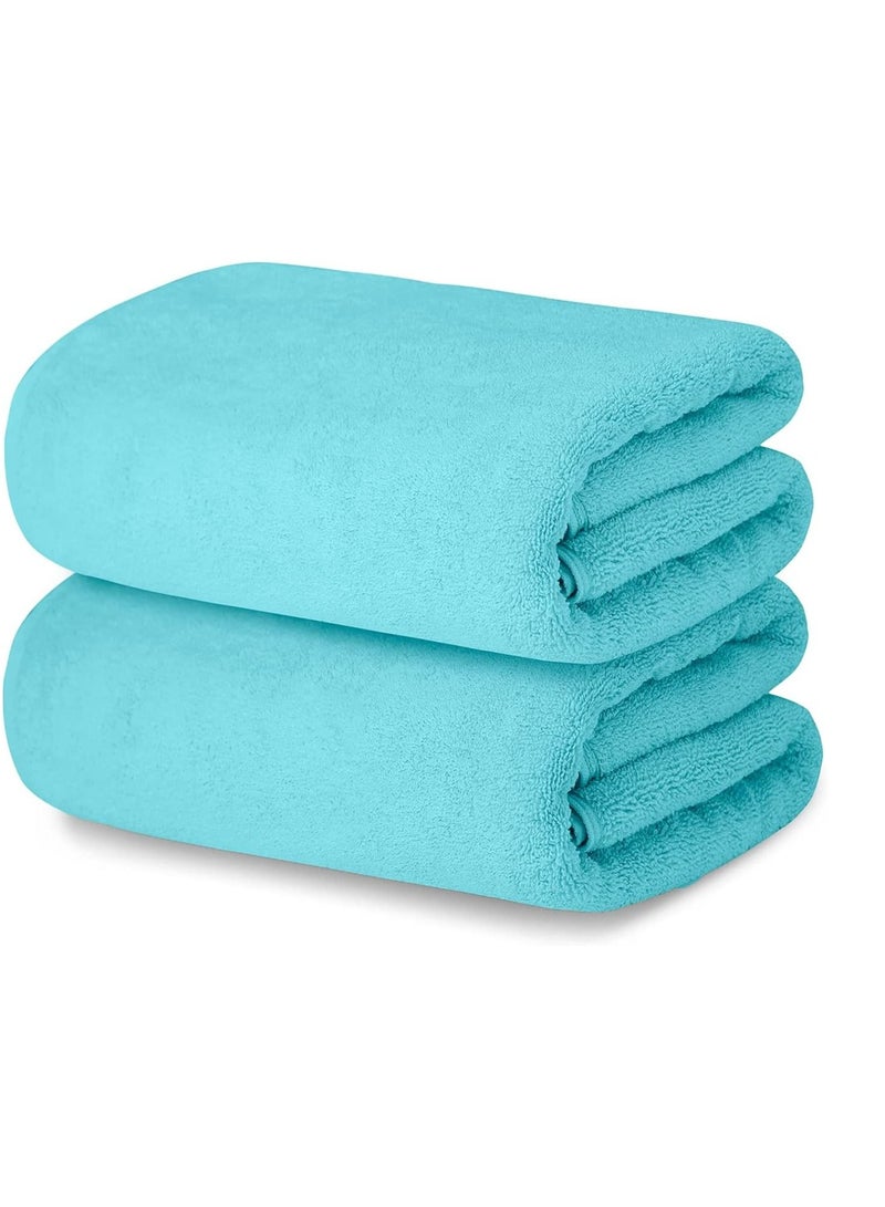 Oversized Bath  Sheets , AR Linen Soft Absorbent Large Towels Set Of 2  600GSM 76.2x152.4 CM Aqua