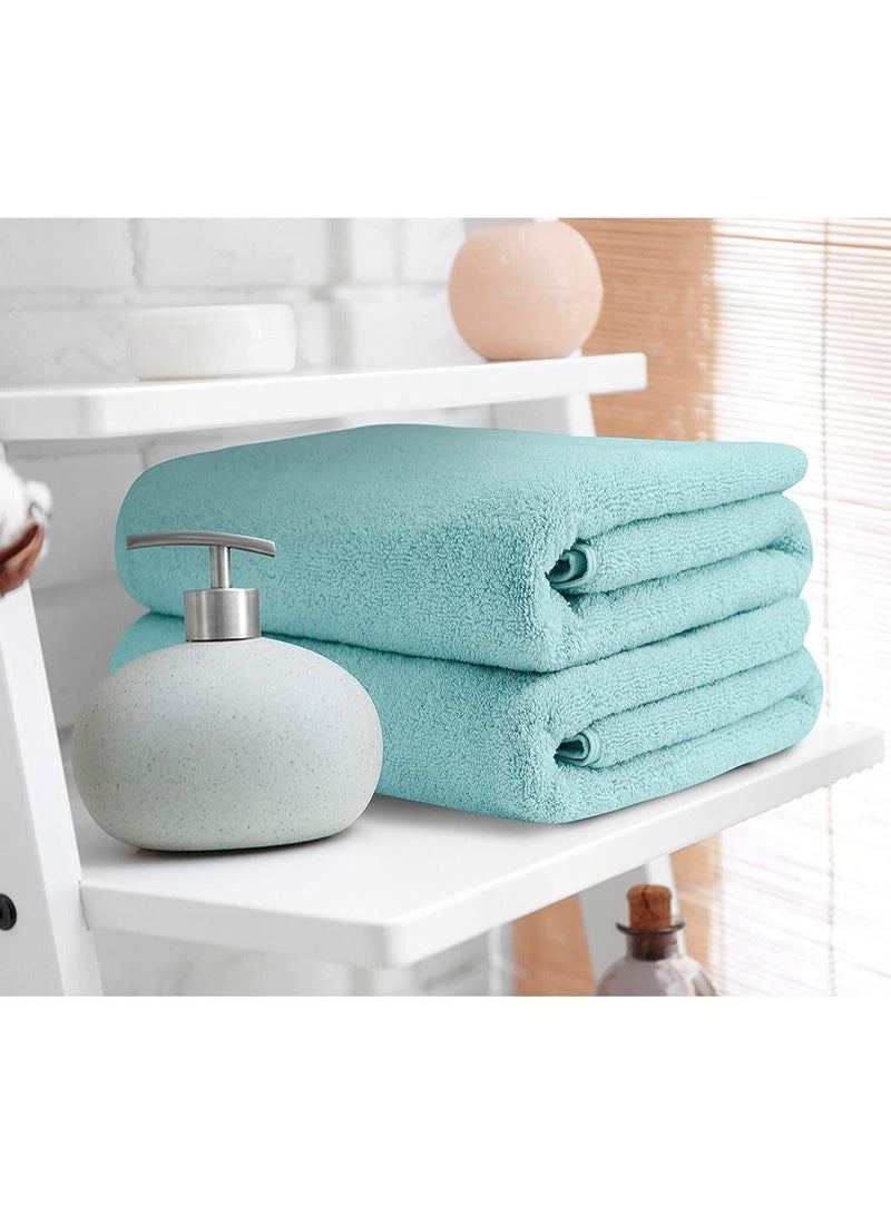 Oversized Bath Sheets, Soft Absorbent Large Towels Set Of 2  600GSM 76.2x152.4 CM Light Blue