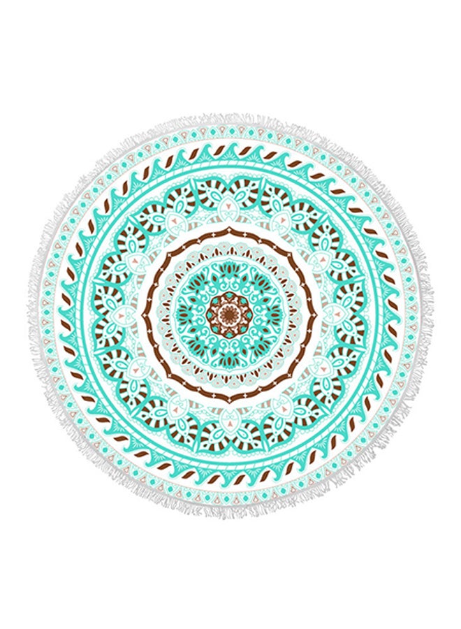 Mandala Round Fringed Towel Green 150 × 150cm