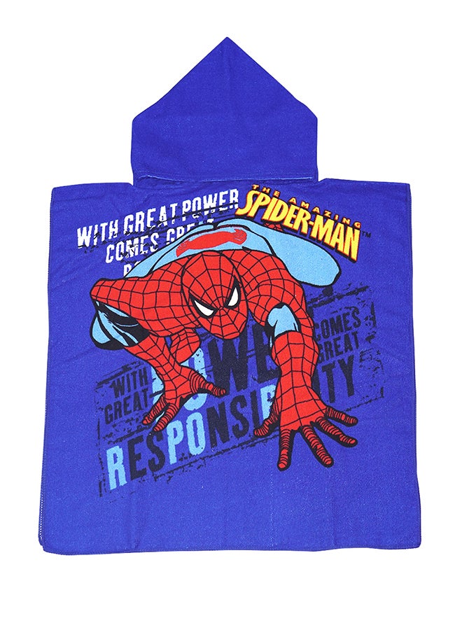 Spiderman Fast Drying Hooded Beach Towel Blue/Red 120 x 60centimeter