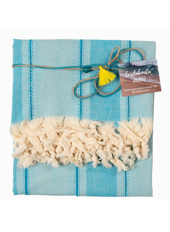 Turkish Cotton Pestemal Beach Towel Nile Blue 100x180centimeter