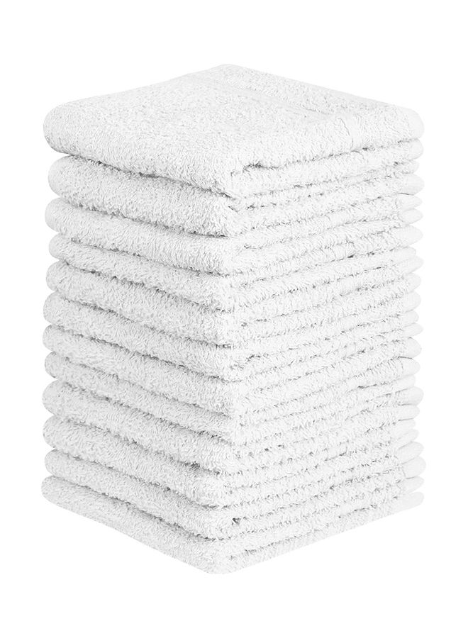 Pack of 12 Cotton Face Towel Set White 30 X 30cm