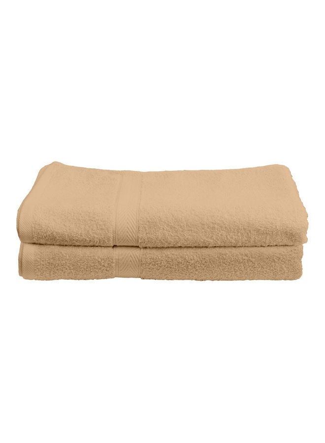 2-Piece Fast Absorbent Bath Towel Set Beige 70 x 140cm