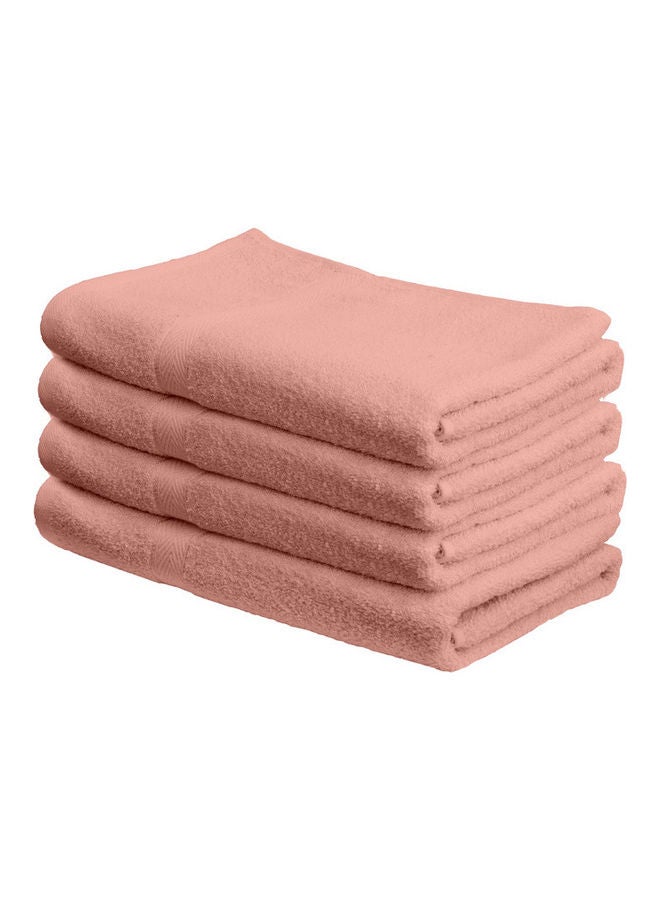 4-Piece  Fast Absorbent Bath Towel Set Peach 70 x 140cm