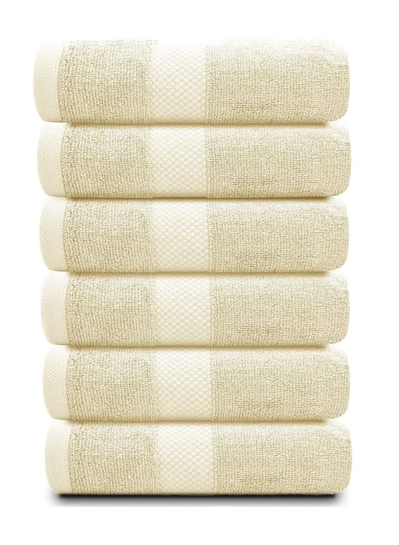 Luxury Hand Towels Cotton Hotel spa Bathroom Towel 16x30  Set Of 6 Beige