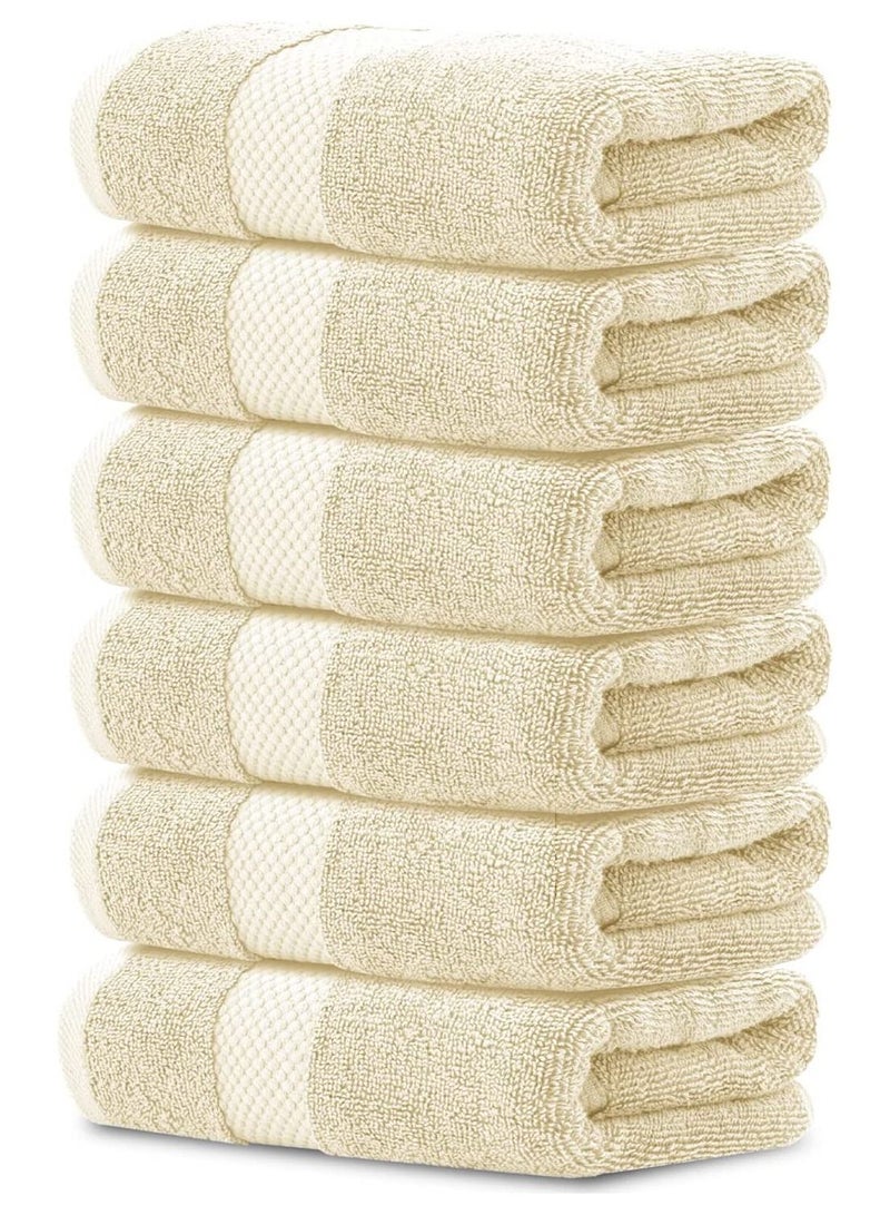 Luxury Hand Towels Cotton Hotel spa Bathroom Towel 16x30  Set Of 6 Beige