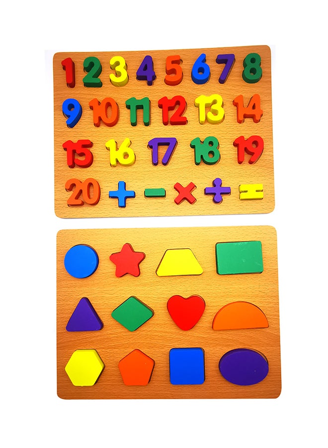 Wooden Learning Numbes & Geometric Shape Puzzle 30 x 23cm