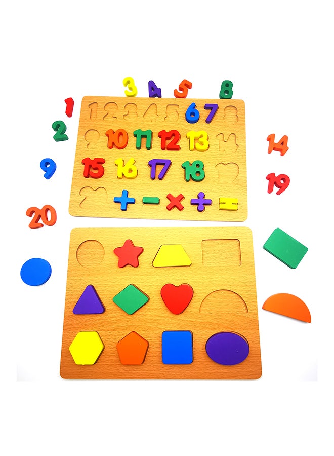 Wooden Learning Numbes & Geometric Shape Puzzle 30 x 23cm