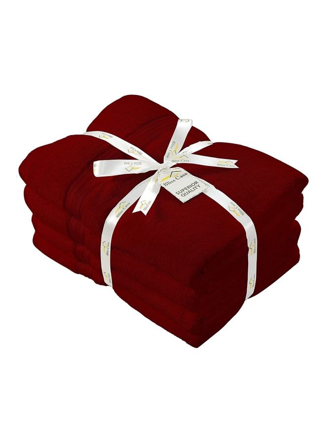 Bliss Casa 4-Piece Bath Towels, 100% Combed Cotton 550 GSM Superior Quality, Quick Dry Highly Absorbent Thick Soft Hotel Towles for Bath And Spa Bathroom Towel Set Burgundy 70x140cm Burgundy 70x140cm