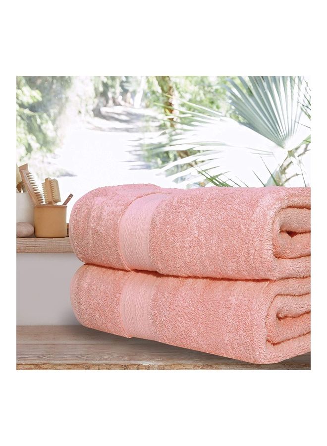 100% Cotton Premium 550 GSM Highly Absorbent, Quick Dry And Soft Feel Bathroom Towels Superior Quality Ring  Spun Cotton Luxury Towels Set Pink 73x147cm