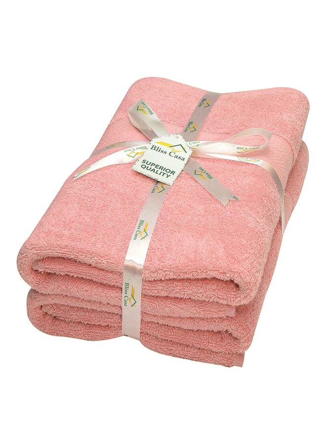 100% Cotton Premium 550 GSM Highly Absorbent, Quick Dry And Soft Feel Bathroom Towels Superior Quality Ring  Spun Cotton Luxury Towels Set Pink 73x147cm