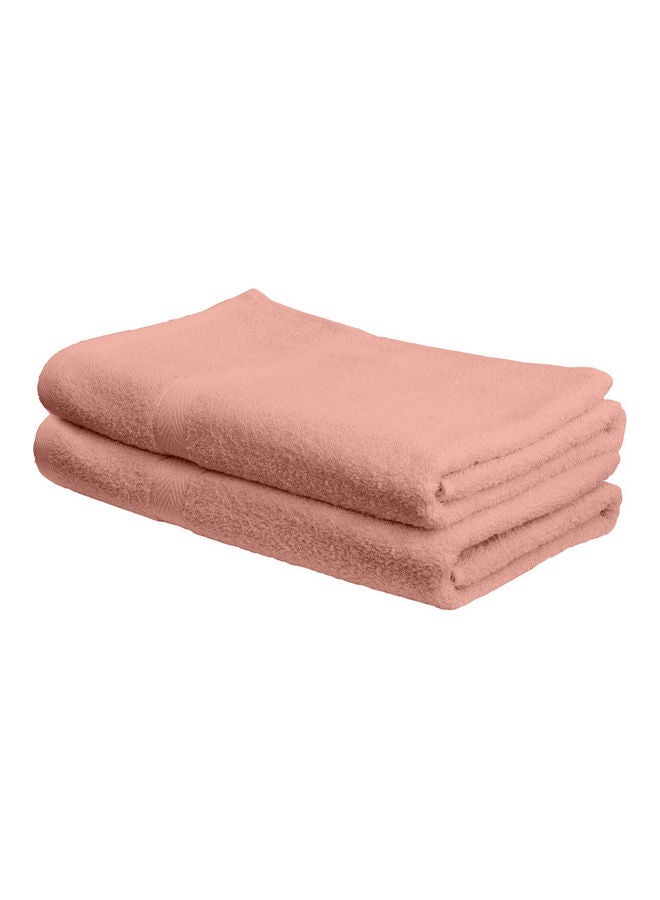 2-Piece Fast Absorbent Bath Towel Set Peach 70 x 140cm