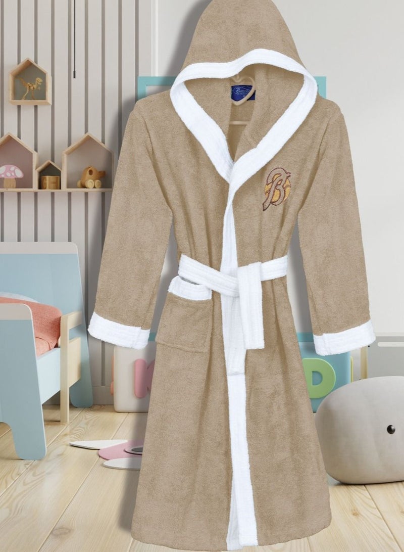 Cotton children's bathrobe with a pocket for unisex, 100% Egyptian cotton, ultra-soft, highly water-absorbent, color-fast and modern, ideal for daily use, resorts and spas, size  2