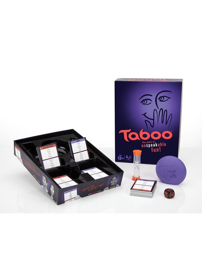 Taboo Board Game (English)- Fast-Paced Clue-Giving Guessing Game, 100+ Updated Phrases, Timer & Game-Changer Die, Ages 13+