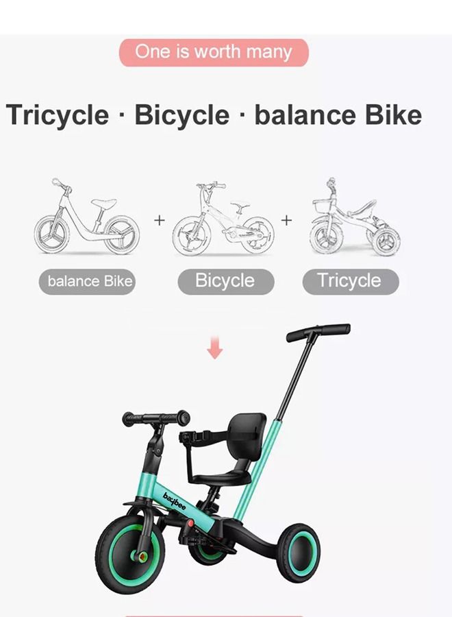 5 In 1 Kids Cycle Tricycle For Kids Smart Baby Tricycle Cycle With Eva Wheels Parental Adjustable Push Handle Seat Pedal And Safety Belt Tricycle Cycle For Kids 1 To 3 Years Boys Girls Green