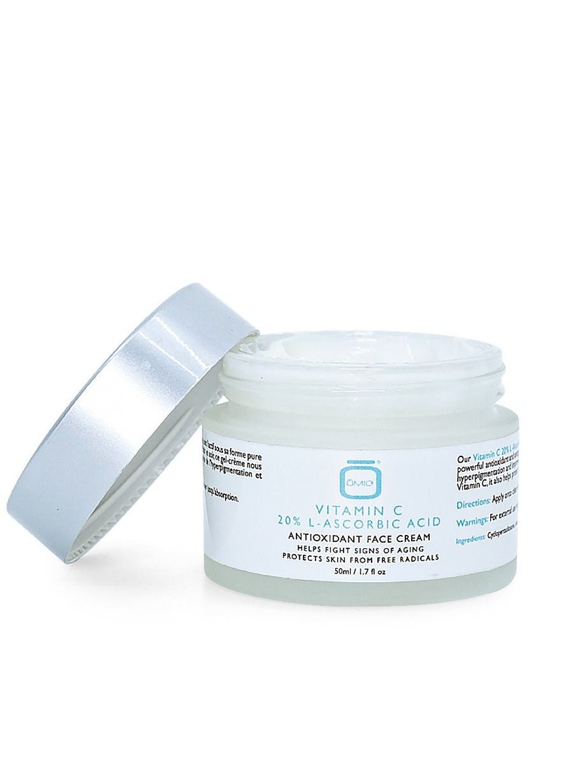 Omic+ Vitamin C 20% L- Ascorbic Acid Antioxidant Face Cream 50ml