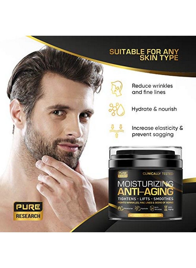 Men'S Face Cream Moisturizer Antiaging Cream For Men Collagen Retinol & Hyaluronic Acid Day & Night Facial Skin Care Anti Wrinkle 1.7 Oz