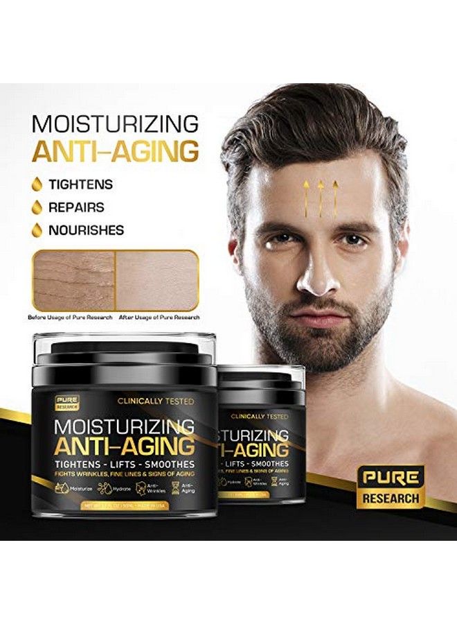 Men'S Face Cream Moisturizer Antiaging Cream For Men Collagen Retinol & Hyaluronic Acid Day & Night Facial Skin Care Anti Wrinkle 1.7 Oz