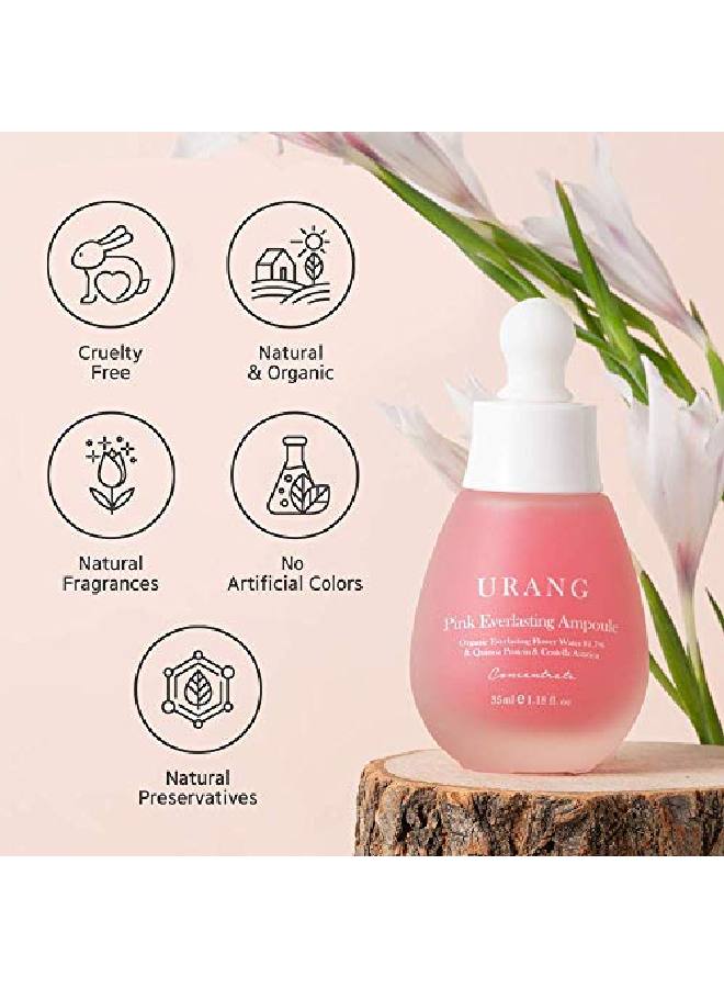Pink Everlasting Ampoule ; Organic Moisturizer Supports Elasticity & Vibrancy For Dull Skin ; For All Skin Types Oily Dry & Sensitive ; Natural Vegan Skincare For Women Men