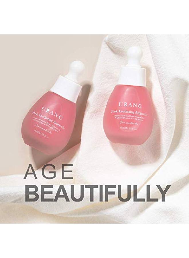 Pink Everlasting Ampoule ; Organic Moisturizer Supports Elasticity & Vibrancy For Dull Skin ; For All Skin Types Oily Dry & Sensitive ; Natural Vegan Skincare For Women Men