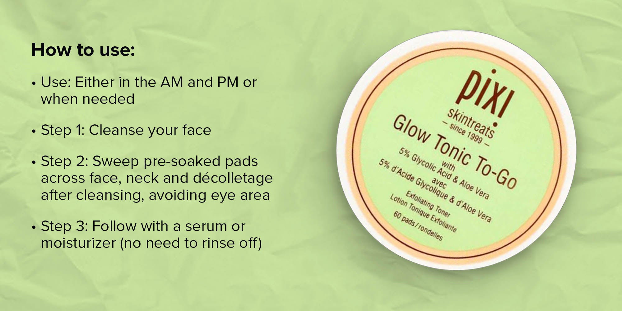 60-Piece Glow Tonic To Go Toner Pad Set 2.8inch