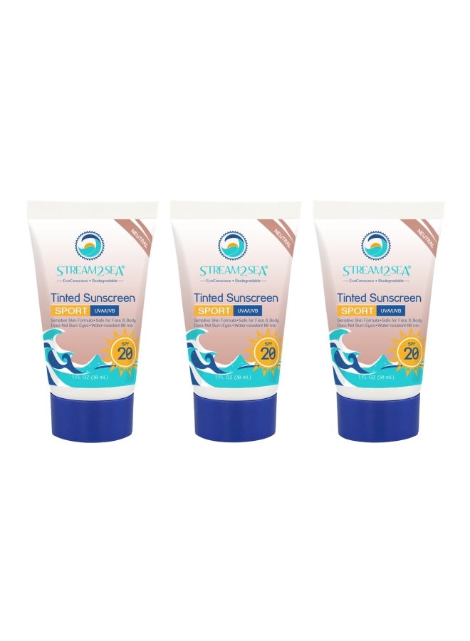 3-Piece Tinted Biodegradable Sunscreen SPF 20