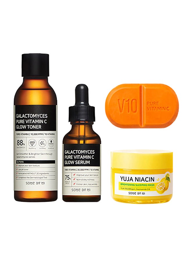 Galactomyces Pure Vitamin C Glow Toner + serum + yuja niacin brightening sleeping mask + V10 pure vitamin C soap bar 200ml-60g-30ml-106g