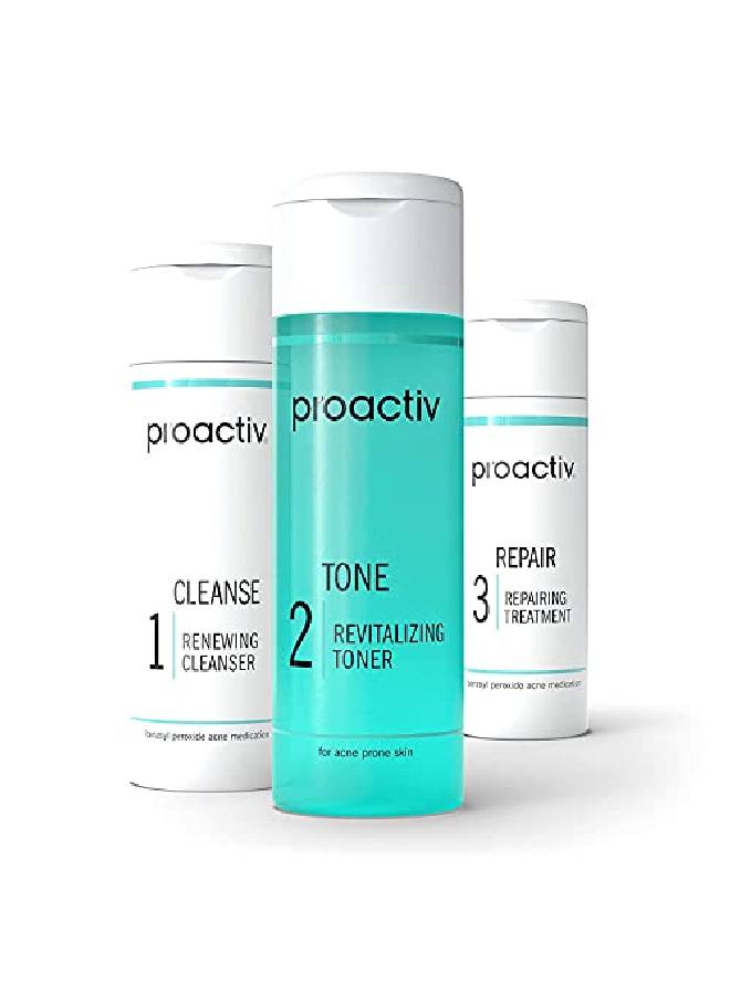 3 Step Acne Treatment Benzoyl Peroxide Face Wash Repairing Acne Spot Treatment For Face And Body Exfoliating Toner 60 Day Complete Acne Skin Care Kit