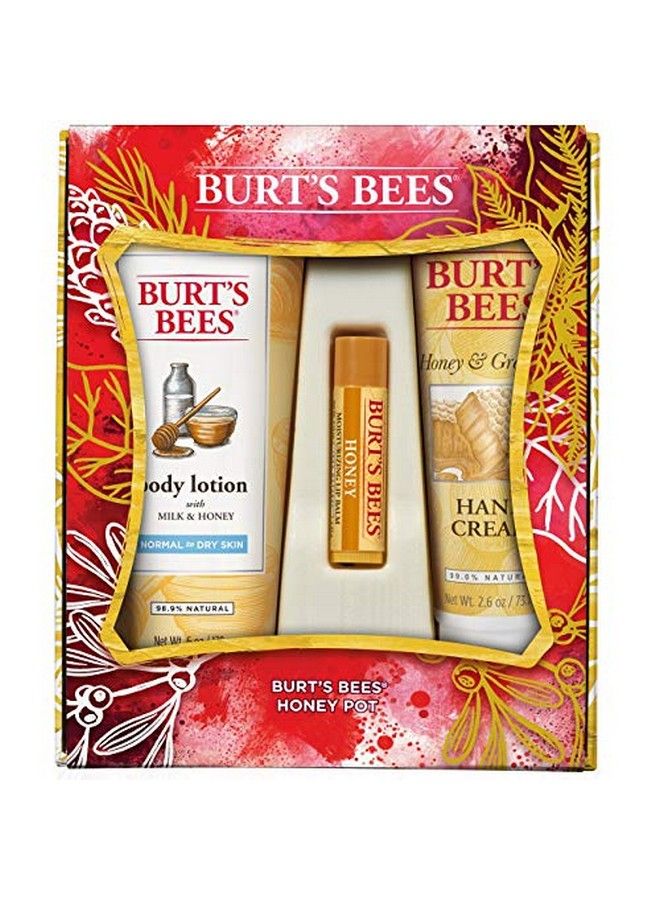 Honey Pot Holiday Gift Set 3 Honey Skin Care Products Milk & Honey Body Lotion Honey & Grapeseed Hand Cream And Honey Lip Balm