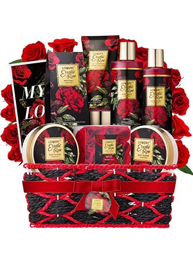 Spa Gifts For Women Bath And Body Gift Set Exotic Rose Gift Basket For Women & Men Stress Relief Spa Kit Thank You Birthday Mom Personalized Gifts  Body Scrub Bubble Bath Body Lotion & More
