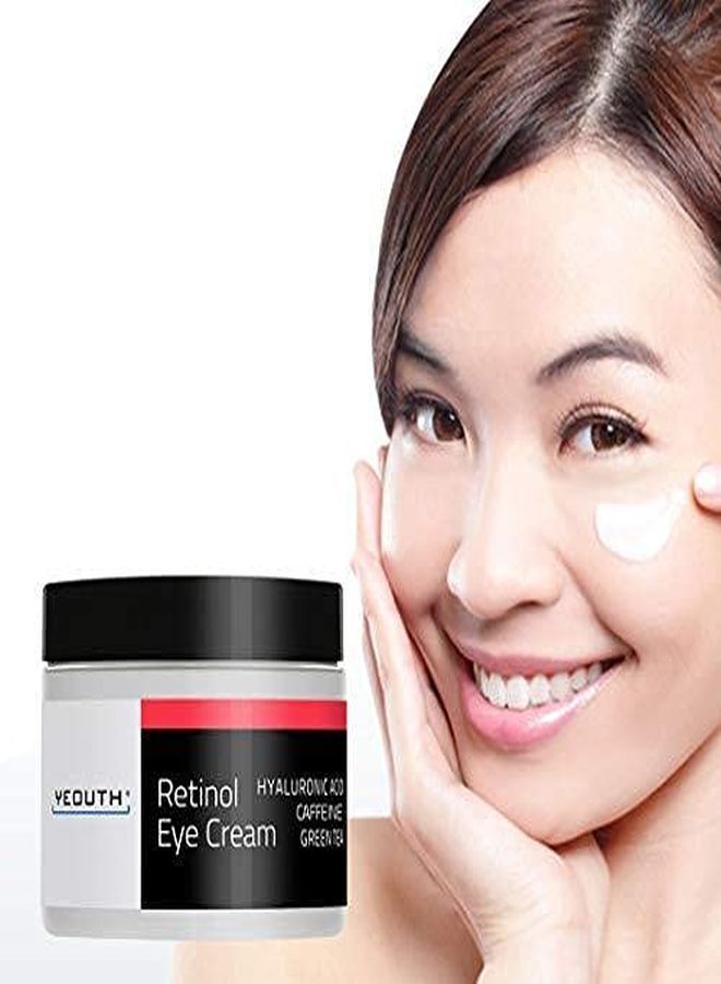 Retinol Eye Cream 2.5%, AntiAging Eye Cream With Hyaluronic Acid, Green Tea & Caffeine, Diminish Fine Lines, Wrinkles, Dark Circles & Puffiness (1 Oz)