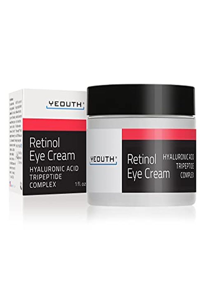 Retinol Eye Cream 2.5%, AntiAging Eye Cream With Hyaluronic Acid, Green Tea & Caffeine, Diminish Fine Lines, Wrinkles, Dark Circles & Puffiness (1 Oz)