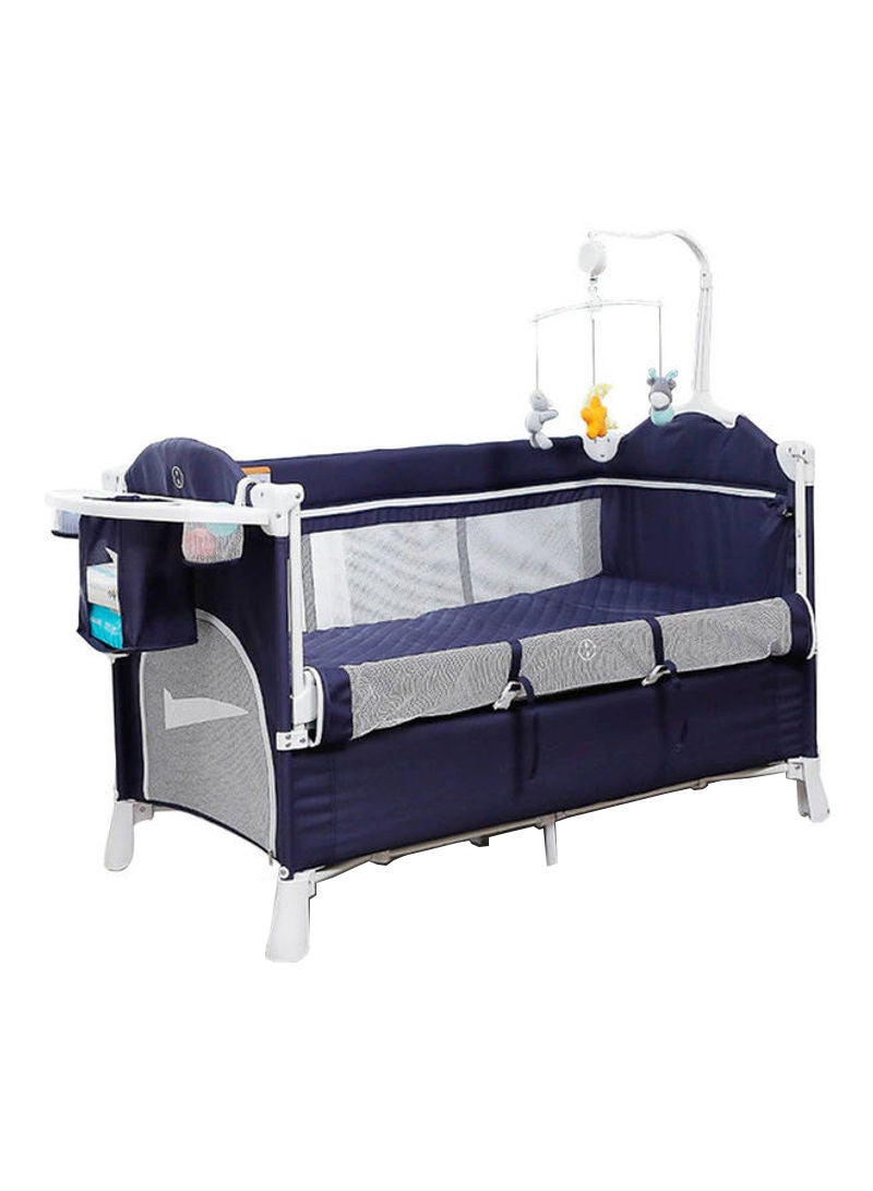 4 In 1 Baby Bedside Co - Sleeper Bassinet And Playpen With Rocker Navy Blue