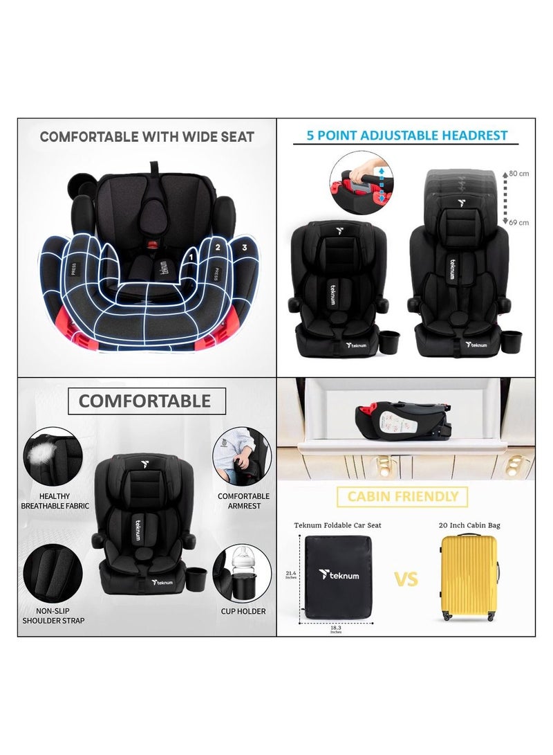 Pack And Go Foldable Car Seat With Ace Ivory Diaper Bag - Black