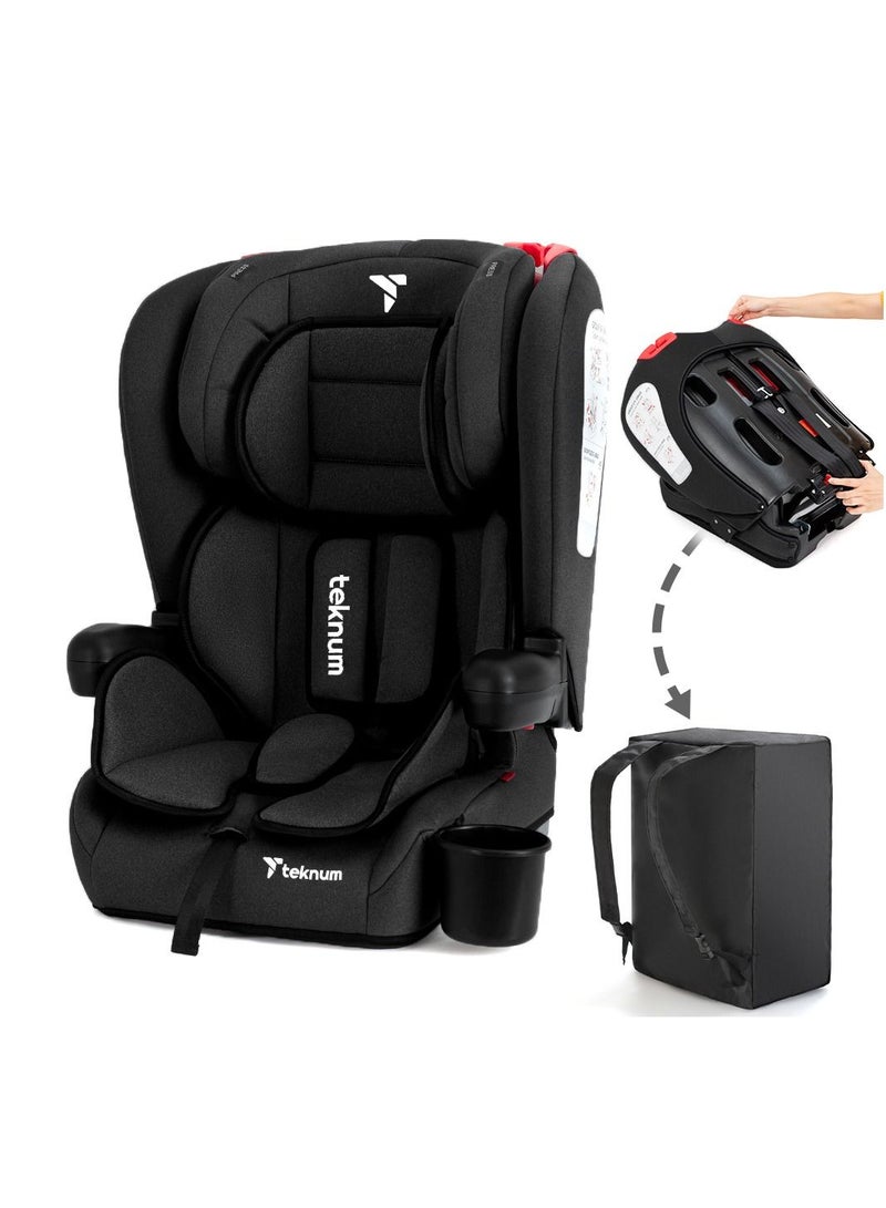 Pack And Go Foldable Car Seat With Ace Ivory Diaper Bag - Black