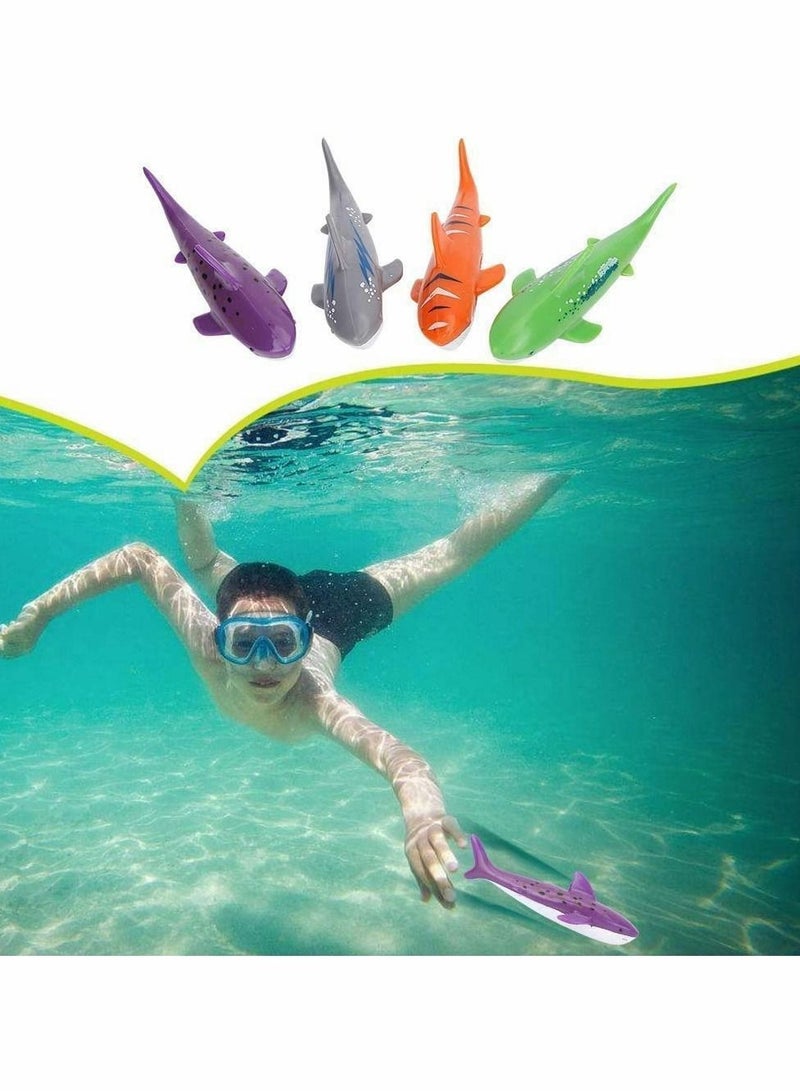 Diving Toys Sticks, Swimming Pool Dive Stick Bath Water Underwater Swim Beach Toy Shark Rocket Shape Throwing Torpedo Game Training Gift for Kids Boys Girls 6 7 8 Years Old (4 Pcs)