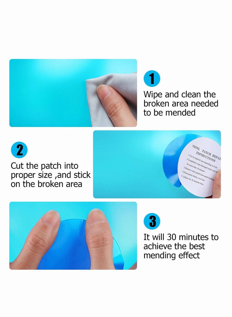 Repair Patches Round Self-Adhesive PVC Vinyl Pool Liner Patch Boat Rubbers for Inflatable Raft Kayak Canoe Blue 20 Pieces