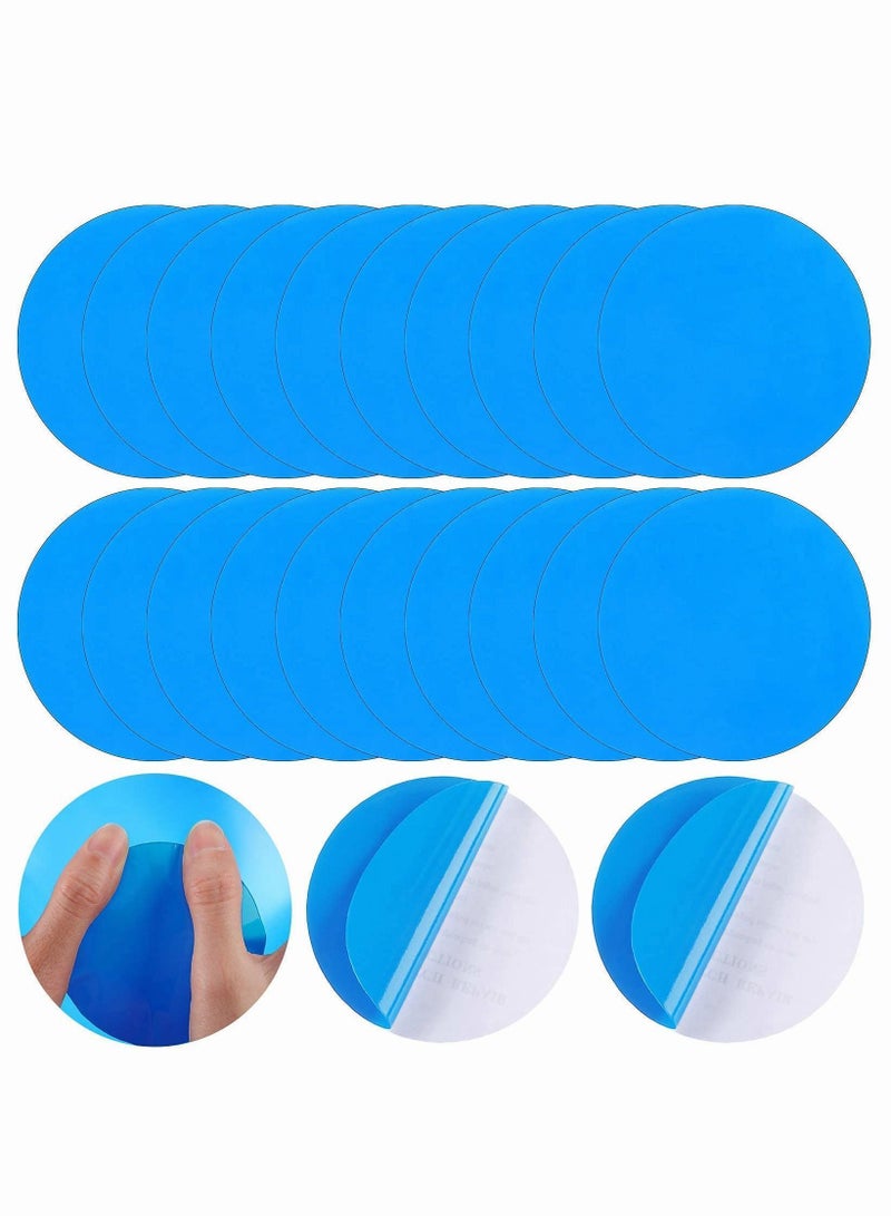Repair Patches Round Self-Adhesive PVC Vinyl Pool Liner Patch Boat Rubbers for Inflatable Raft Kayak Canoe Blue 20 Pieces