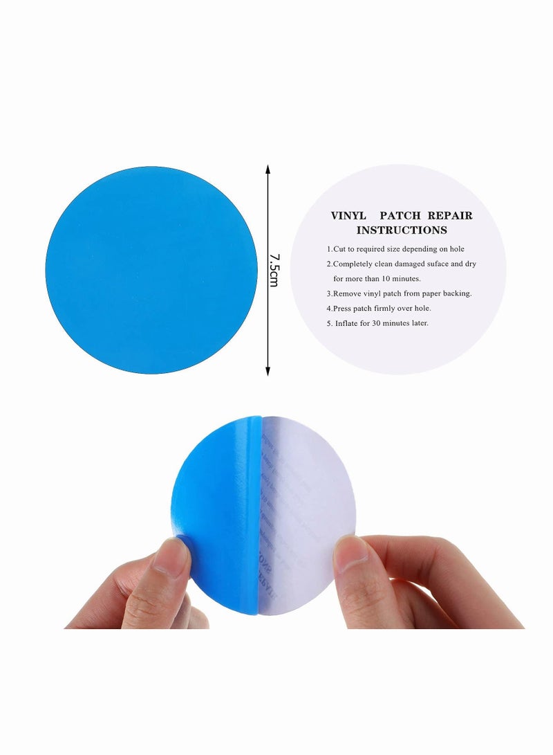 Repair Patches Round Self-Adhesive PVC Vinyl Pool Liner Patch Boat Rubbers for Inflatable Raft Kayak Canoe Blue 20 Pieces