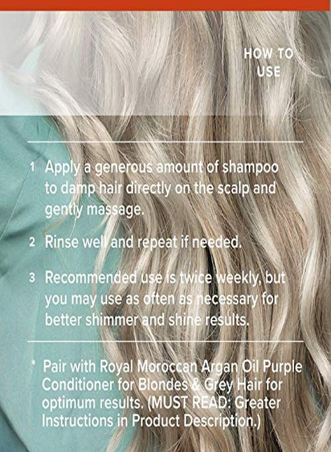 Ampoo 300 Ml /10.05 Fl.Oz | Purple Shampoo For Blond Hair & Grey Hair|Lights Shampoo For Blond & Silver Hair |AntiYellow Shampoo | ParabenFree | Royal Moroccan Argan Oil Hair Products
