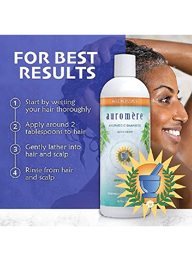 Ayurvedic Shampoo Neem + 5 Vegan Cruelty Free Nongmo Natural Gluten Free Sulfate Free Paraben Free For Normal To Oily Hair (16 Fl Oz) 1 Pack