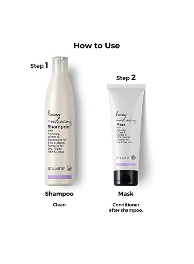 Heavy Moisturising Natural Shampoo & Hair Mask Combo Enriched With Wheat Germ & Avocado Fruit Deeply Nourishes Dry And Frizzy Hair Shampoo 300Ml+ Mask 125Ml