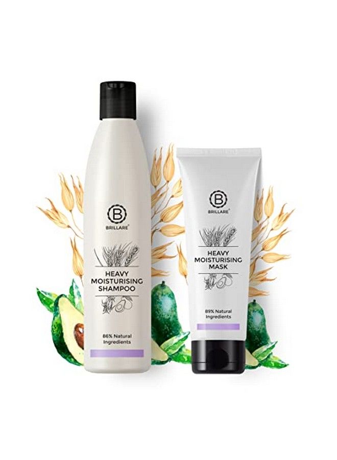 Heavy Moisturising Natural Shampoo & Hair Mask Combo Enriched With Wheat Germ & Avocado Fruit Deeply Nourishes Dry And Frizzy Hair Shampoo 300Ml+ Mask 125Ml