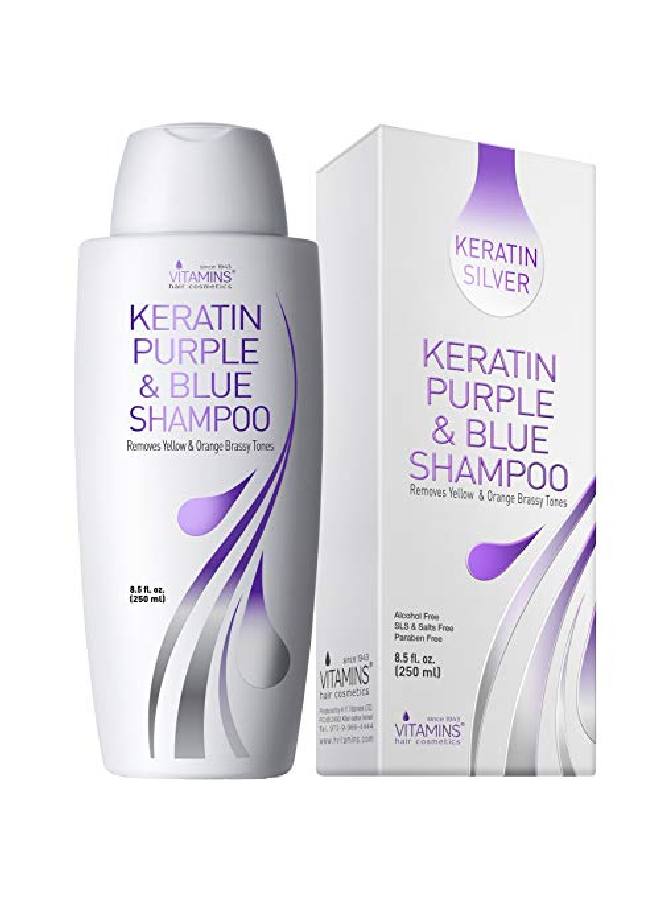 Vitamins Keratin Purple Toning Shampoo Violet Blue Brassiness Toner For Bleached Icy Blonde Platinum Silver White Grey Ash Gray Or Colored Dry Damaged Brassy Hair