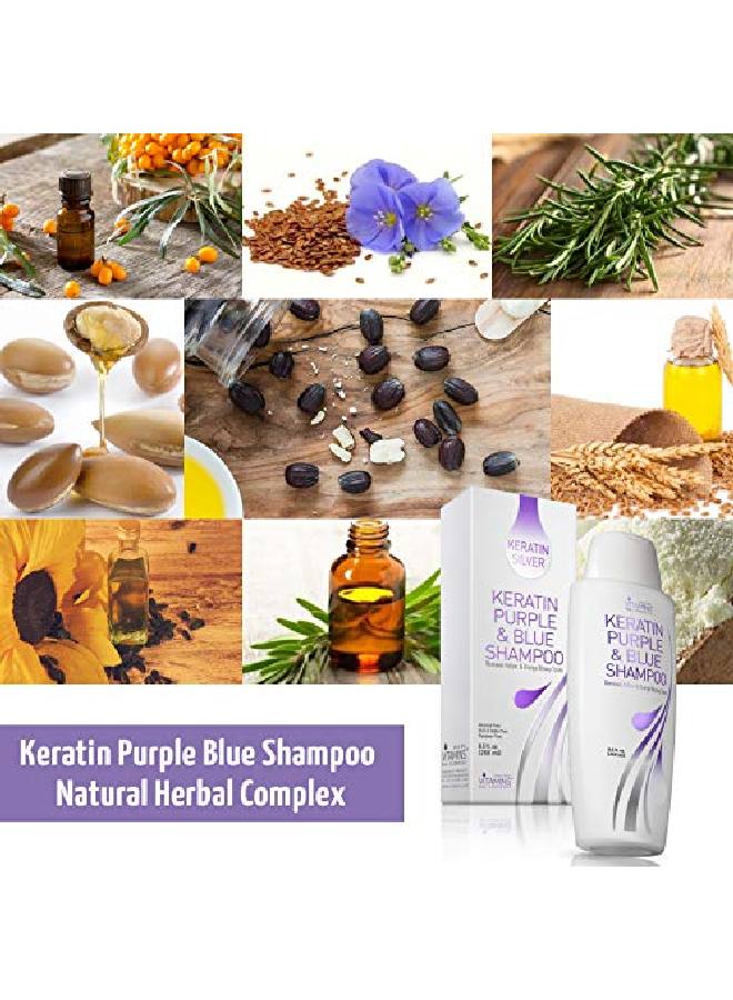 Vitamins Keratin Purple Toning Shampoo Violet Blue Brassiness Toner For Bleached Icy Blonde Platinum Silver White Grey Ash Gray Or Colored Dry Damaged Brassy Hair