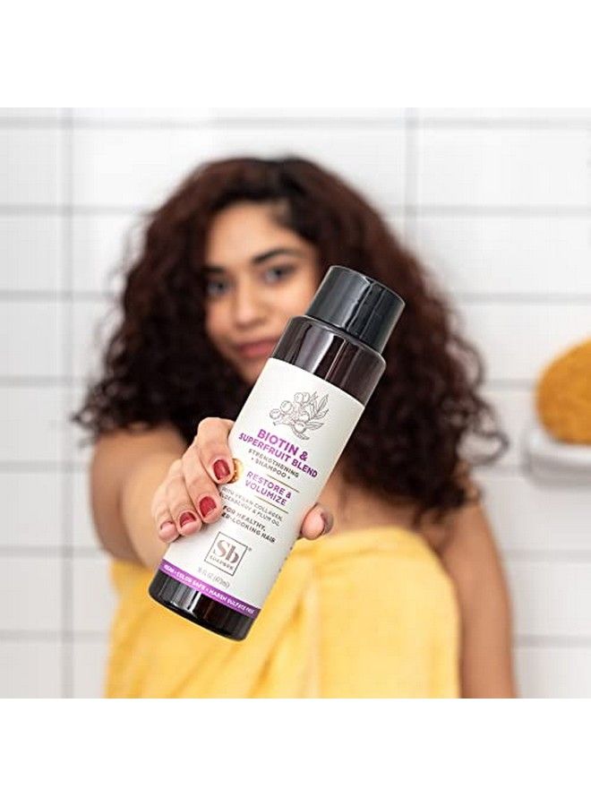 Biotin & Superfruit Shampoo Volumizing Vegan Color Safe Sulfate Free & Silicone Free Hair Shampoo With Elderberry And Plum Oil 16 Fl Oz (Pack Of 3)