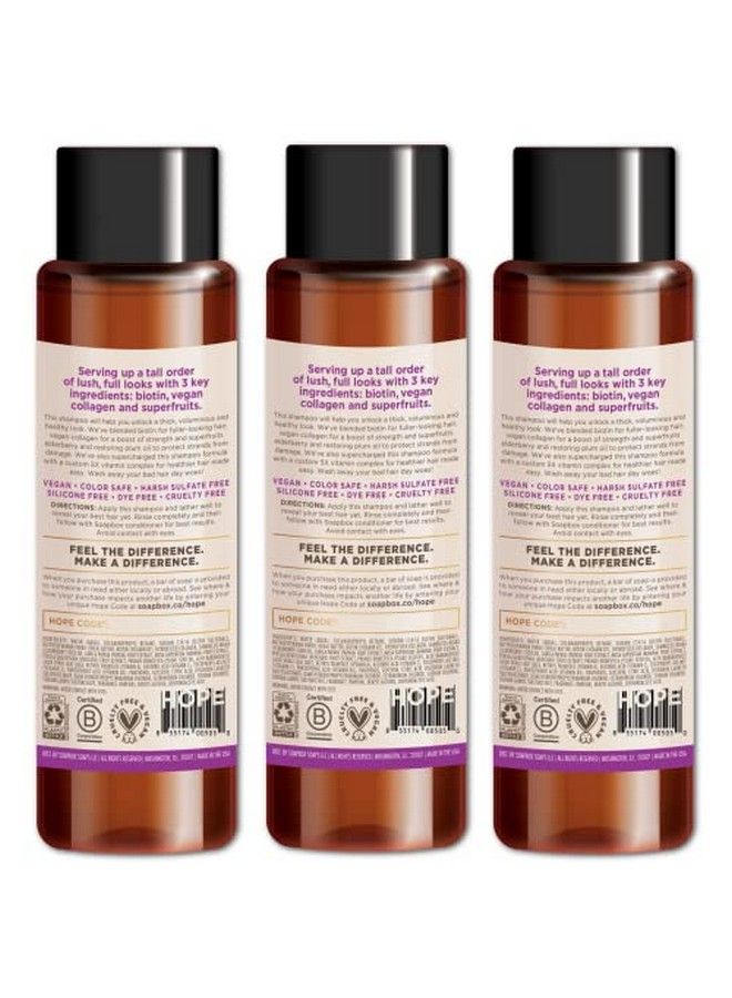 Biotin & Superfruit Shampoo Volumizing Vegan Color Safe Sulfate Free & Silicone Free Hair Shampoo With Elderberry And Plum Oil 16 Fl Oz (Pack Of 3)