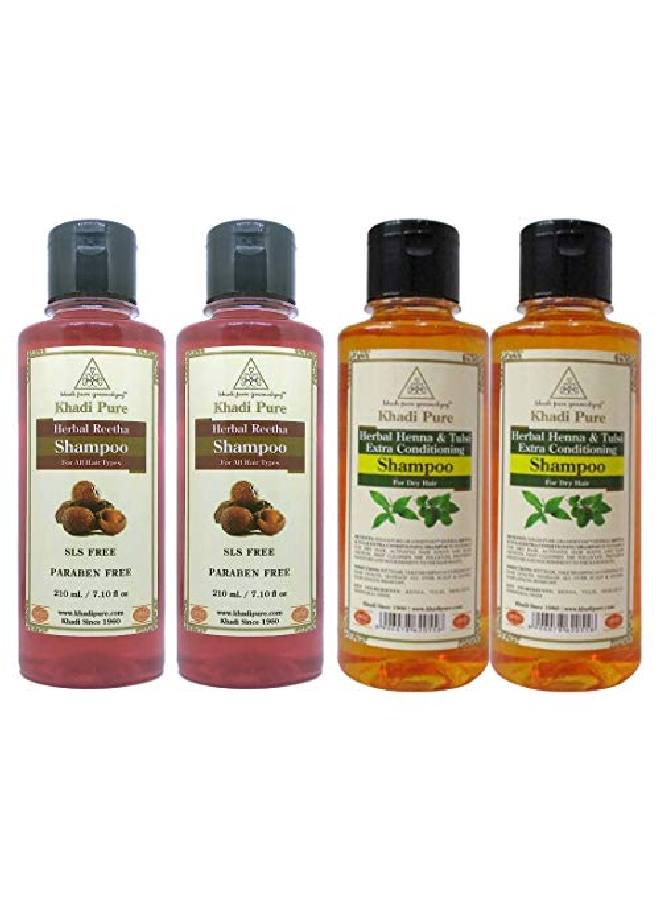 Henna Tulsi & Reetha Sls Shampoo;Hair Cleanser 210 ml (Pack of 4)