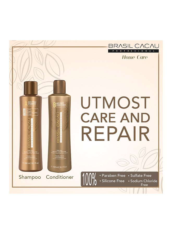 2-Piece Anti-Frizz Shampoo And Conditioner Brown (2x 300 ml)