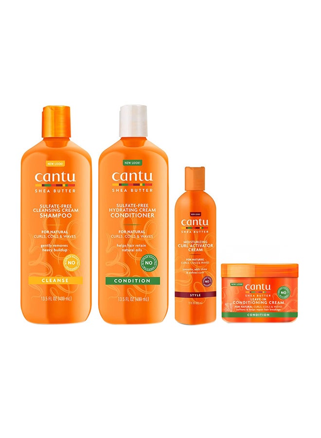 4-Piece Natural Hair Shampoo, Conditioner, Curl Activator Cream And Define And Shine Custard Set